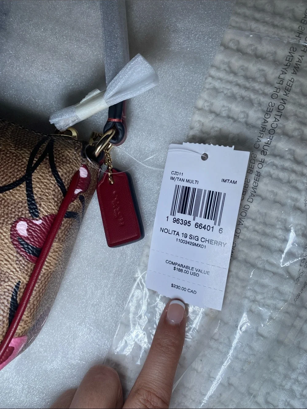 NWT Coach Nolita 19 in Brown Signature canvas with Cherry-print🍒